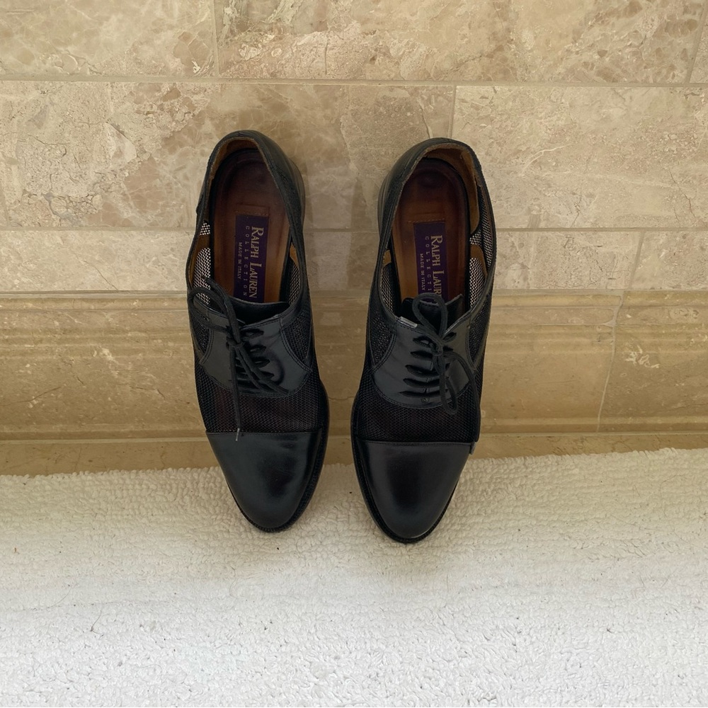 Ralph Lauren Purple Label Black, Leather Loafers.  Made in Italy.